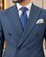 Royal Blue Double-Breasted Men’s 3 Piece Suit – Stitch on Order