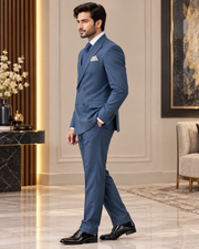 Royal Blue Double-Breasted Men’s 3 Piece Suit – Stitch on Order