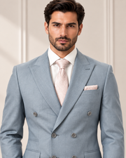 Premium Light Blue Double-Breasted 3 Piece Suit for Men