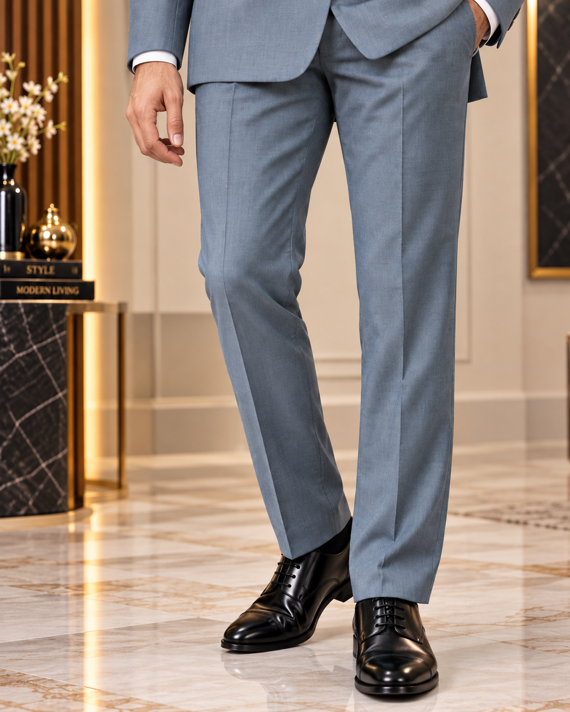 Premium Light Blue Double-Breasted 3 Piece Suit for Men