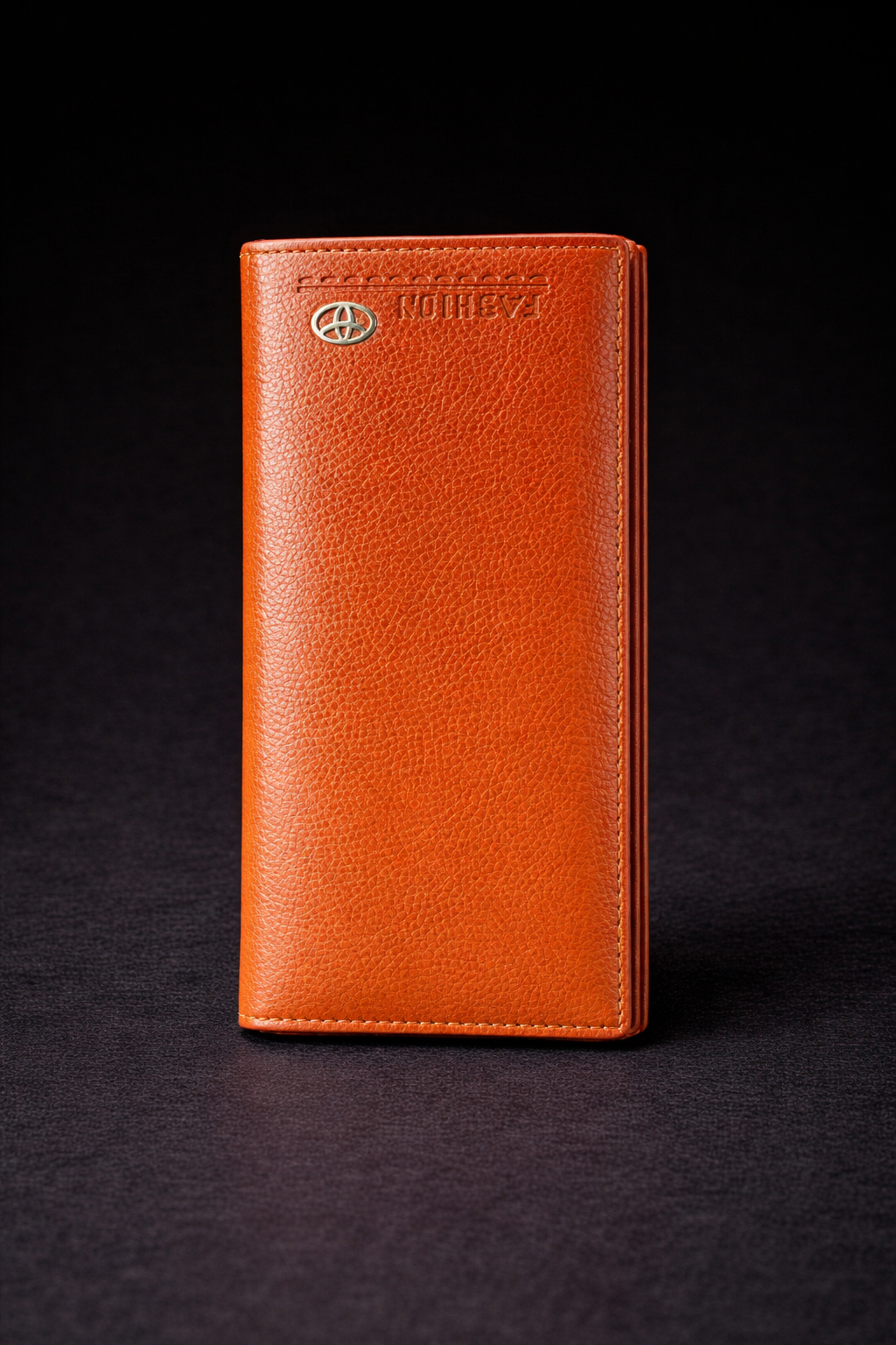 Men’s Long Leather Wallet – Brown Textured Bifold Card Holder, Checkbook & Travel Clutch Wallet