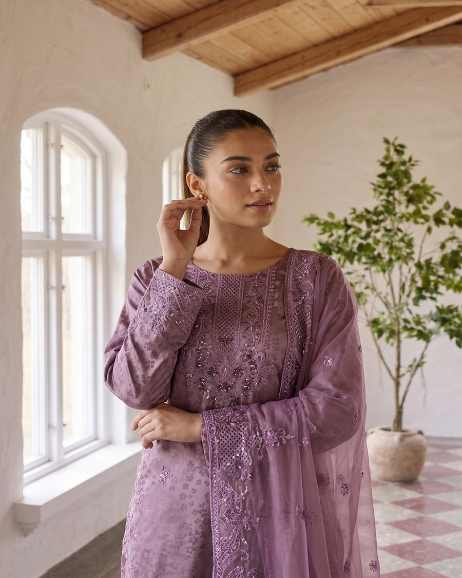 Zainab Collection by Shahid Tawakkal – Fancy Embroidered China Pati 3 Piece Unstitched Suit 2026