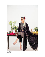 Luxury Heavy Embroidered Velvet 3 Piece Unstitched Suit – Shahid Tawakkal Winter Collection