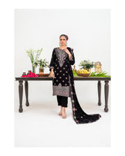 Luxury Heavy Embroidered Velvet 3 Piece Unstitched Suit – Shahid Tawakkal Winter Collection