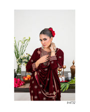 Luxury Heavy Embroidered Velvet 3 Piece Unstitched Suit – Shahid Tawakkal Winter Collection