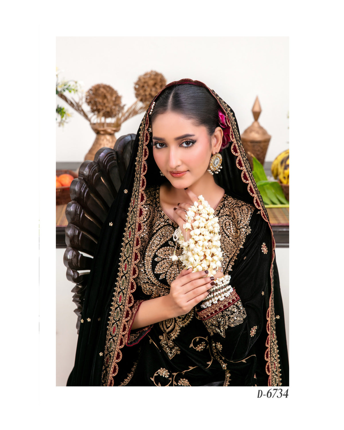 Luxury Heavy Embroidered Velvet 3 Piece Unstitched Suit – Shahid Tawakkal Winter Collection