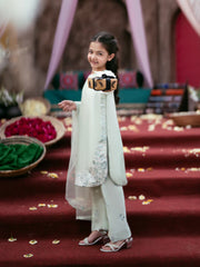 Kids Designer Silk 3-Piece Dress with Sequin Work & Organza Dupatta