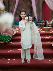 Kids Designer Silk 3-Piece Dress with Sequin Work & Organza Dupatta