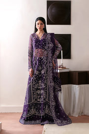 Luxury Handmade Organza Embroidered Panel Suit with Raw Silk Trouser