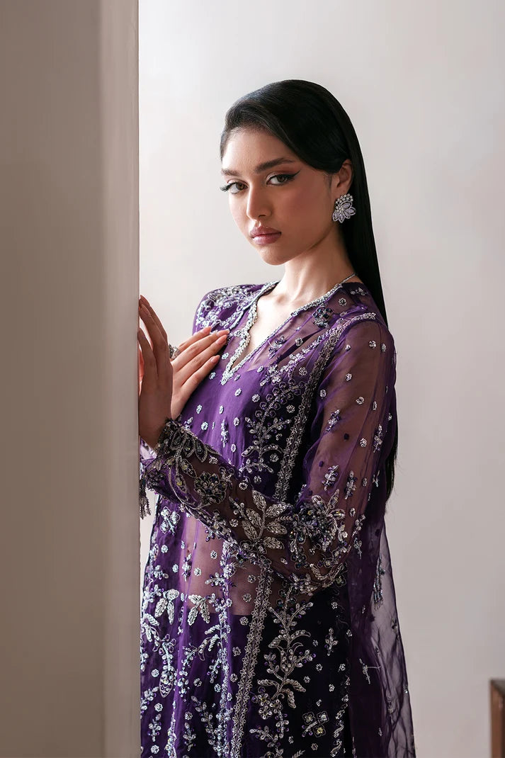 Luxury Handmade Organza Embroidered Panel Suit with Raw Silk Trouser