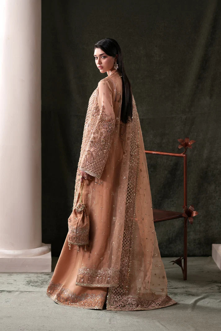 Luxury Handmade Organza Panel Suit with Embroidered Dupatta & Raw Silk Trouser