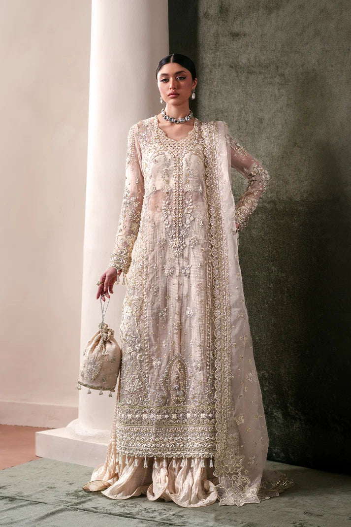 Luxury Handmade Organza Embroidered Suit with Raw Silk Trouser