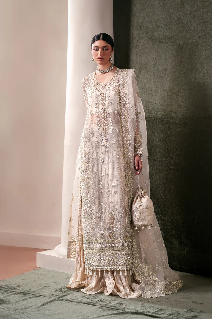 Luxury Handmade Organza Embroidered Suit with Raw Silk Trouser