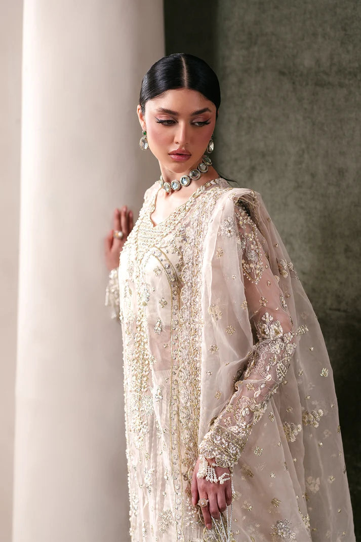 Luxury Handmade Organza Embroidered Suit with Raw Silk Trouser
