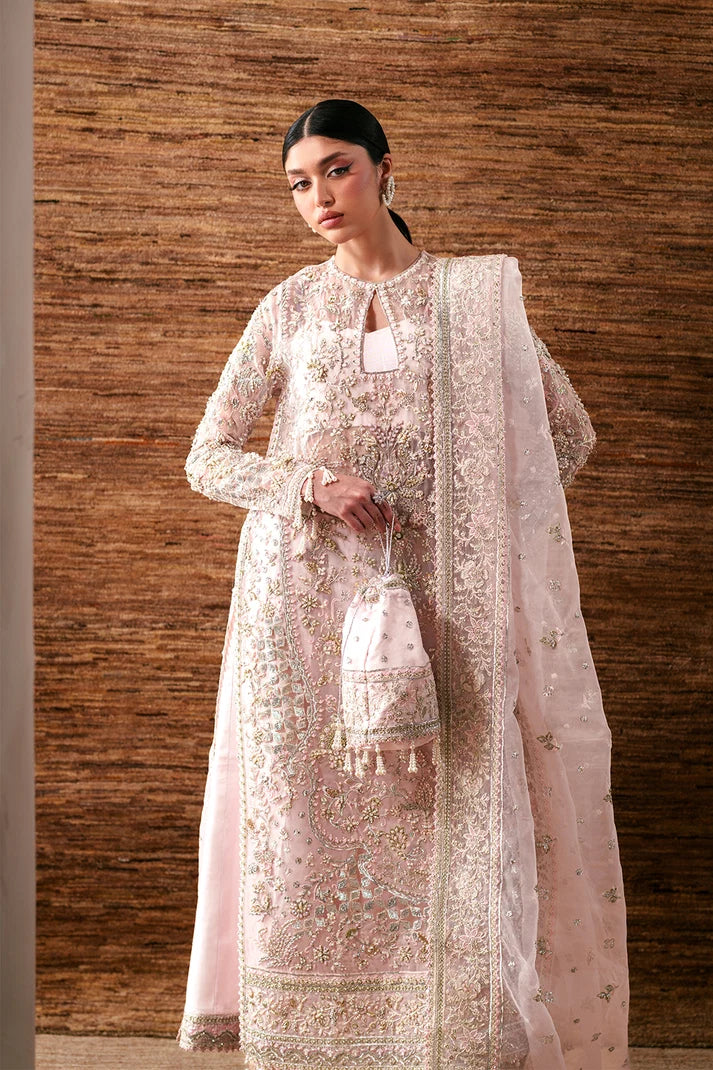 Luxury Handmade Organza Embroidered Suit with Raw Silk Trouser