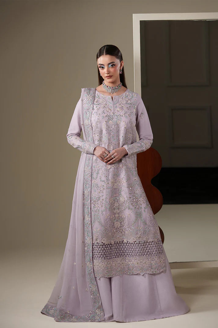 Emaan Adeel Nouvelle Luxury Chiffon New Arrival 3 Piece Unstitched Embroidered Suit with Organza Borders & Raw Silk Trouser | Star Fabrics