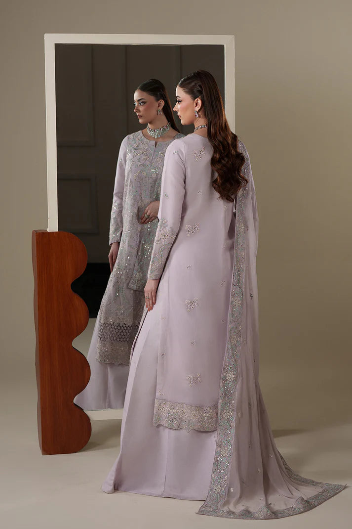 Emaan Adeel Nouvelle Luxury Chiffon New Arrival 3 Piece Unstitched Embroidered Suit with Organza Borders & Raw Silk Trouser | Star Fabrics