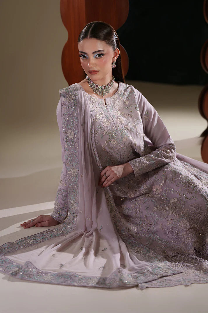 Emaan Adeel Nouvelle Luxury Chiffon New Arrival 3 Piece Unstitched Embroidered Suit with Organza Borders & Raw Silk Trouser | Star Fabrics