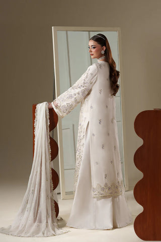 Emaan Adeel Nouvelle Luxury Chiffon 3 Piece Unstitched Embroidered Suit with Organza Lace & Raw Silk Trouser | Star Fabrics