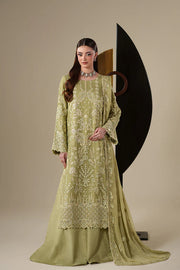 Emaan Adeel Nouvelle Luxury Chiffon New Arrival 3 Piece Unstitched Embroidered Suit with Organza Borders & Raw Silk Trouser | Star Fabrics