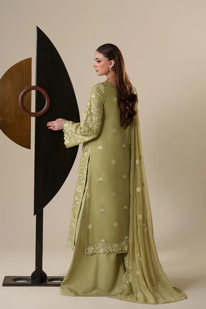 Emaan Adeel Nouvelle Luxury Chiffon New Arrival 3 Piece Unstitched Embroidered Suit with Organza Borders & Raw Silk Trouser | Star Fabrics