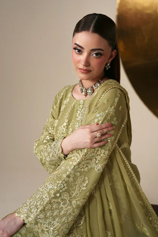 Emaan Adeel Nouvelle Luxury Chiffon New Arrival 3 Piece Unstitched Embroidered Suit with Organza Borders & Raw Silk Trouser | Star Fabrics