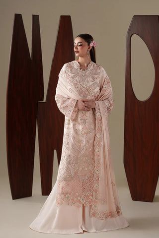 Emaan Adeel Nouvelle Luxury Chiffon 3 Piece Unstitched Embroidered Suit with Organza Borders & Raw Silk Trouser | Star Fabrics
