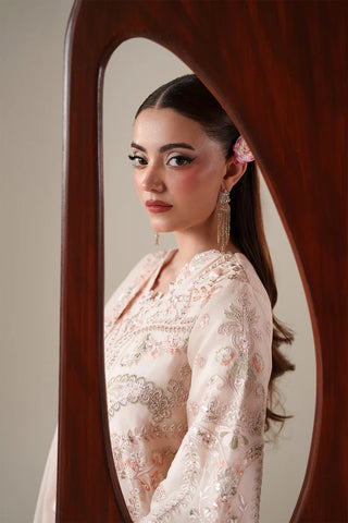 Emaan Adeel Nouvelle Luxury Chiffon 3 Piece Unstitched Embroidered Suit with Organza Borders & Raw Silk Trouser | Star Fabrics