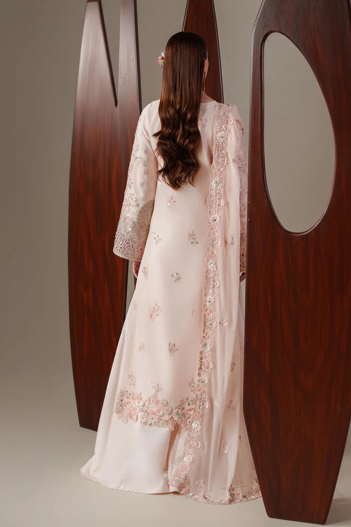 Emaan Adeel Nouvelle Luxury Chiffon 3 Piece Unstitched Embroidered Suit with Organza Borders & Raw Silk Trouser | Star Fabrics