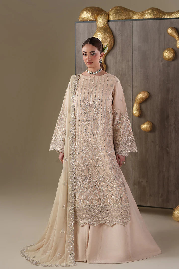 Emaan Adeel Luxury Chiffon Embroidered 3 Piece Unstitched Suit with Organza Borders & Raw Silk Trouser | Star Fabrics