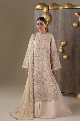 Emaan Adeel Luxury Chiffon Embroidered 3 Piece Unstitched Suit with Organza Borders & Raw Silk Trouser | Star Fabrics