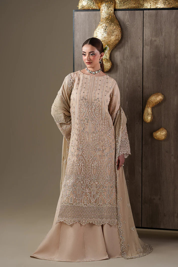 Emaan Adeel Luxury Chiffon Embroidered 3 Piece Unstitched Suit with Organza Borders & Raw Silk Trouser | Star Fabrics