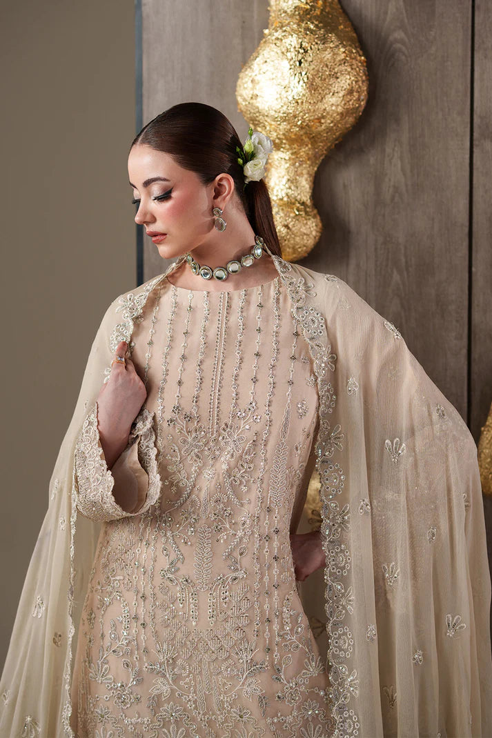 Emaan Adeel Luxury Chiffon Embroidered 3 Piece Unstitched Suit with Organza Borders & Raw Silk Trouser | Star Fabrics