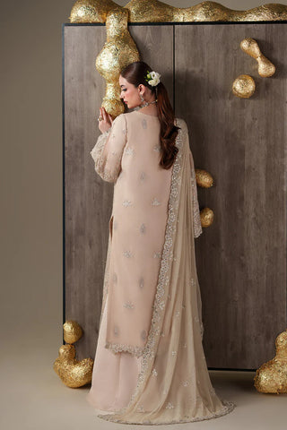 Emaan Adeel Luxury Chiffon Embroidered 3 Piece Unstitched Suit with Organza Borders & Raw Silk Trouser | Star Fabrics