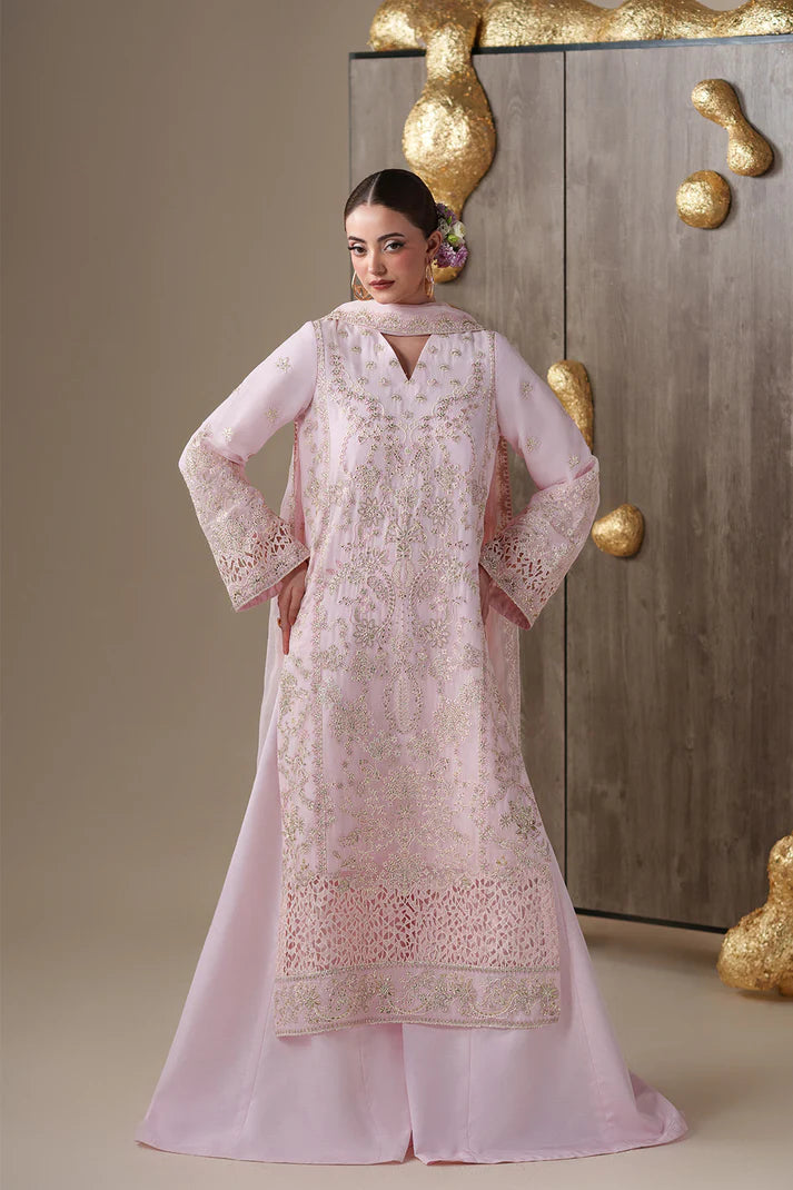 Emaan Adeel Nouvelle Luxury Chiffon Embroidered 3 Piece Unstitched Suit with Front Panels, Organza Borders & Raw Silk Trouser | Star Fabrics