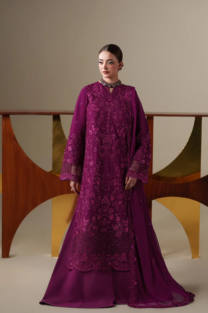 Emaan Adeel Nouvelle Luxury Chiffon New Arrival 3 Piece Unstitched Embroidered Suit with Organza Borders & Raw Silk Trouser | Star Fabrics