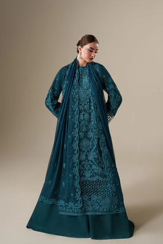 Emaan Adeel Nouvelle Luxury Chiffon New Arrival 3 Piece Unstitched Embroidered Suit with Organza Borders & Raw Silk Trouser | Star Fabrics