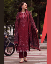 ELARA Premium Embroidered Karandi 3 Piece Suit with Pashmina Shawl