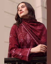 ELARA Premium Embroidered Karandi 3 Piece Suit with Pashmina Shawl