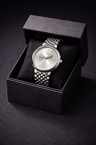Calvin Klein Women’s Stainless Steel Analog Watch – Minimalist Silver Dial Elegant Bracelet Watch
