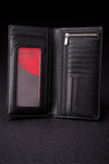 Men’s Brown Textured Long Bifold Wallet – PU Leather Card Holder, Cash & Mobile Organizer Wallet