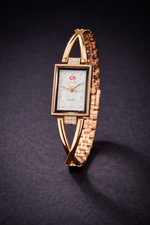 Gold Tone Women’s Square Dial Bracelet Watch – X-Design Open Cuff Luxury Watch
