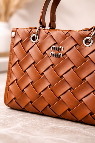 Miu Miu Inspired Intrecciato Woven Leather Ladies Handbag
