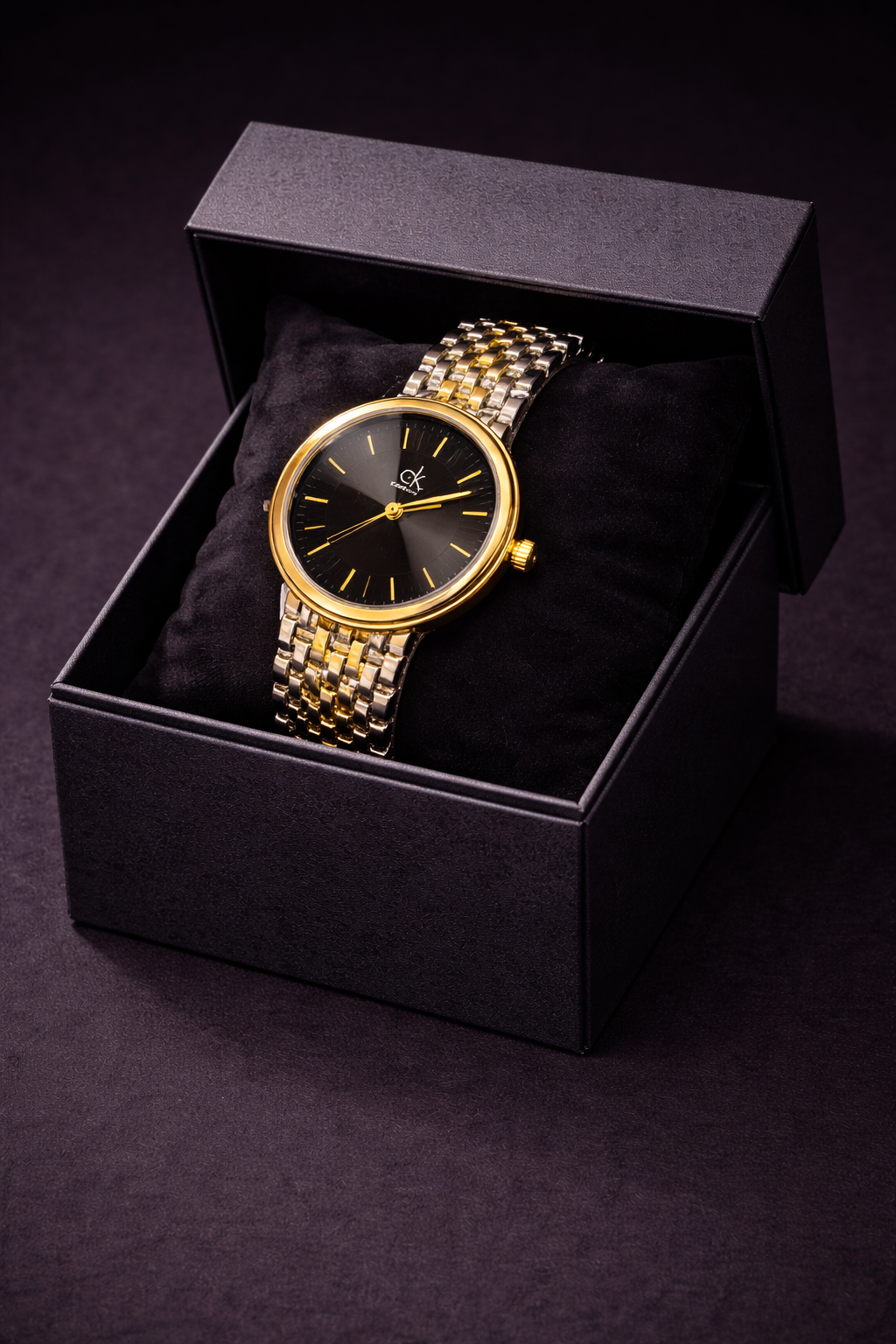 Calvin Klein Twisted Bezel Watch – Two-Tone Gold & Silver Quartz | Star Fabrics