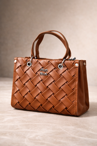 Miu Miu Inspired Intrecciato Woven Leather Ladies Handbag