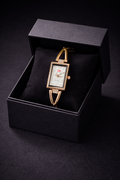Gold Tone Women’s Square Dial Bracelet Watch – X-Design Open Cuff Luxury Watch