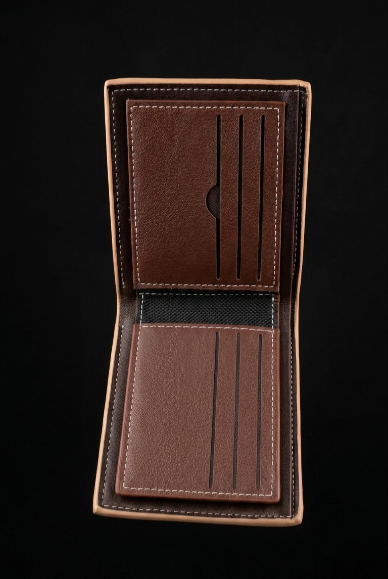 Leounise Men’s Bifold Wallet – Two-Tone Brown & Tan PU Leather Card Holder & Cash Organizer Wallet