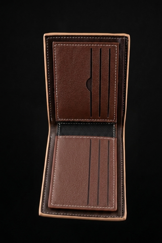 Leounise Men’s Bifold Wallet – Two-Tone Brown & Tan PU Leather Card Holder & Cash Organizer Wallet