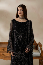 Black Embroidered Chiffon Formal Suit with Raw Silk Trouser