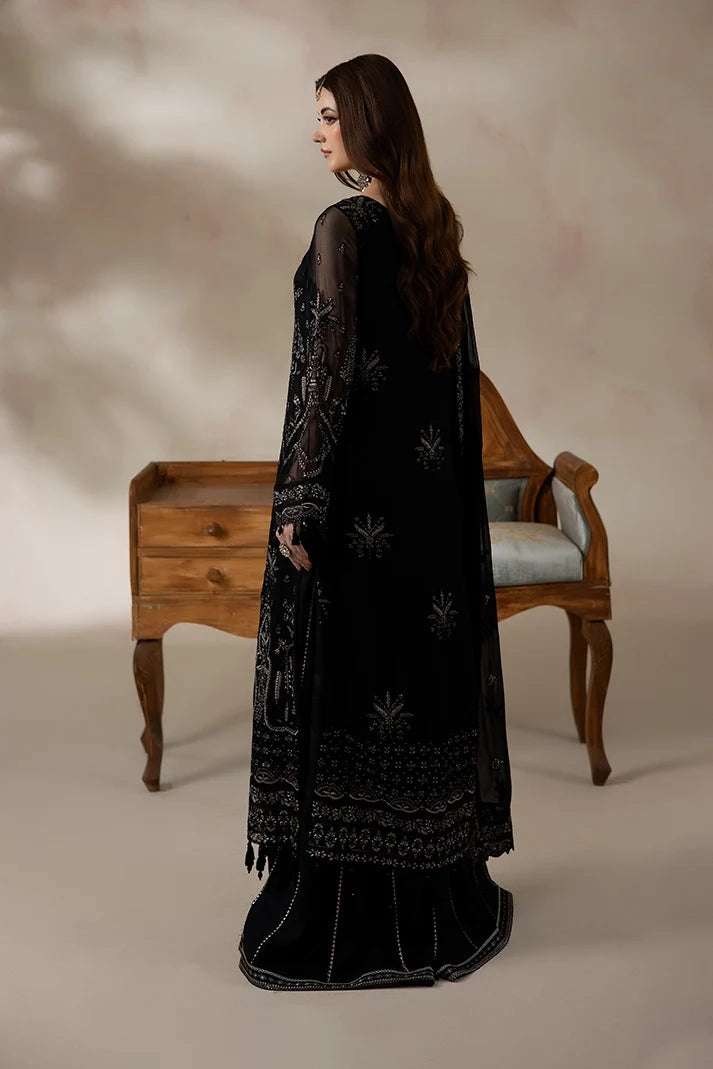 Luxury Embroidered Unstitched Chiffon 3 Piece Suit with Raw Silk Trouser